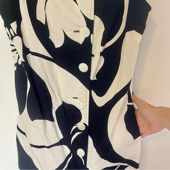 Tori Richard Black + White Palm Print Mini Dress - Picture 6 of 7